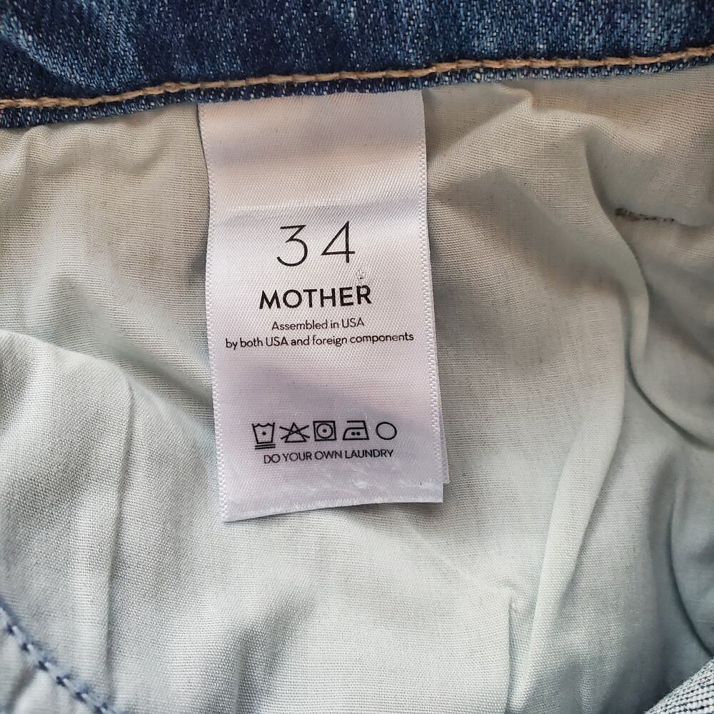 Mother The Hustler Roller Ankle Flared Jeans High On The Hog Blue Denim Size 34 - Picture 9 of 12